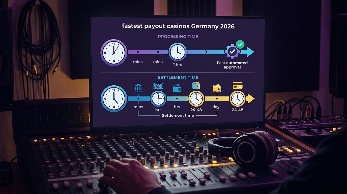 fastest payout casinos Germany 2026 dual-clock timeline showing processing versus settlement